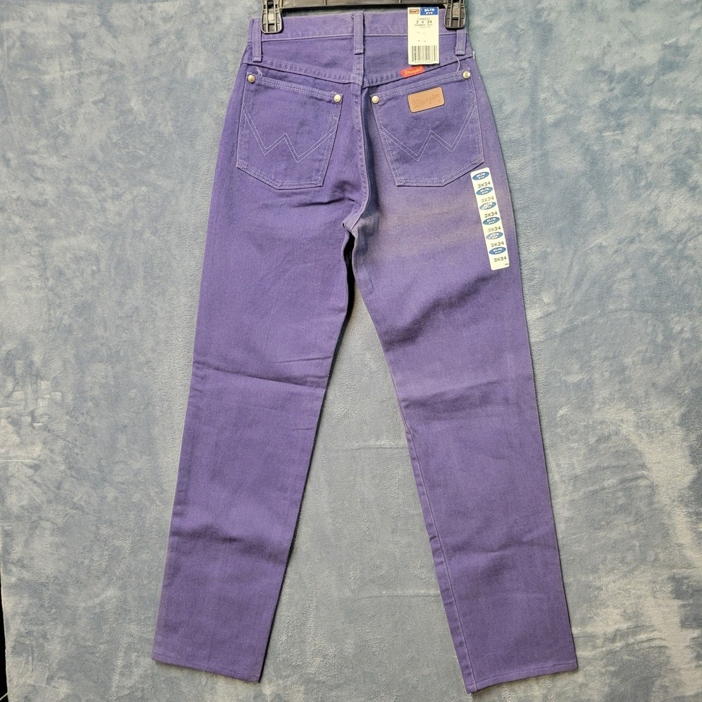 Wrangler Shadow Canyon Slim Fit Purple Jeans Vintage New With Tags USA 3 x 34